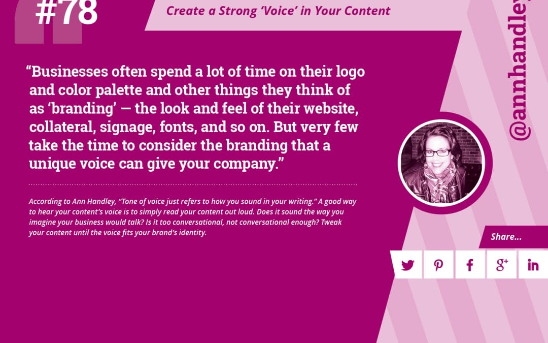 #78: Create a Strong ‘Voice’ in Your Content