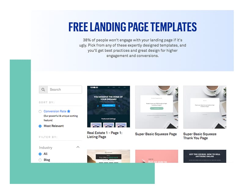 Leadpages landing page templates as ClickFunnels alternative
